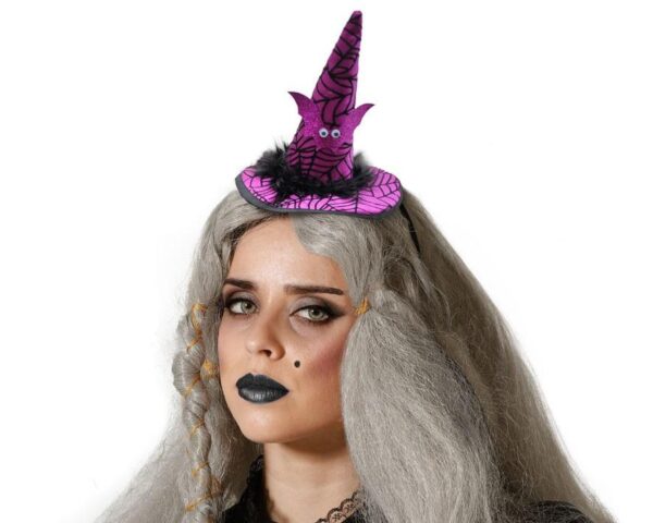 Diadema con Sombrerito de Bruja Violeta