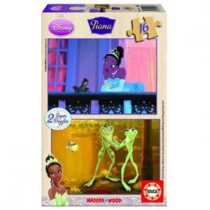 Puzzle de Tiana y el Sapo de 2 x 16 Piezas