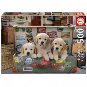 Puzzle Cachorros en el Equipaje de 500 Piezas